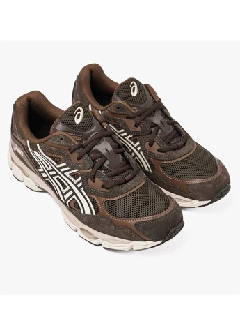 Цветные демисезонные кроссовки gel-nyc black coffee brown/olive 1203a663-200 Asics
