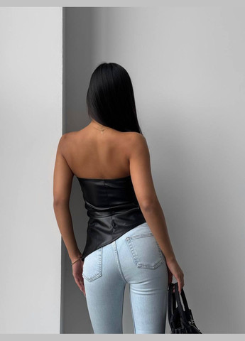 Роскошный топ из экокожи с асимметричной отделкой No Brand (324646520)