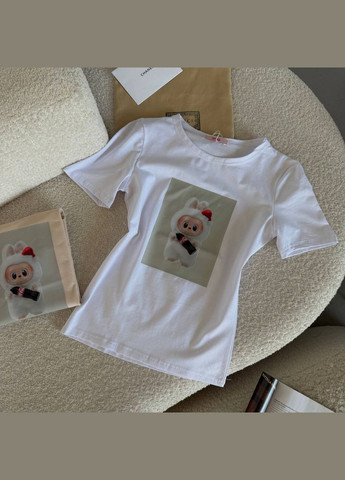 Белая летняя детская футболка с labubu Avanti