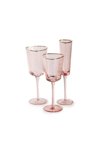 Бокал для вина REMYDECOR стеклянный Ice Evans 300 мл кораллового цвета с золотым кантом дизайнерский фужер REMY-DECOR (293152717)
