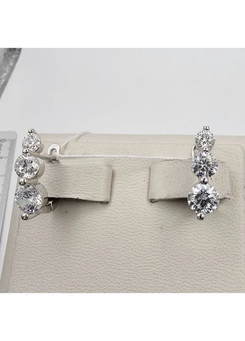 Сережки срібні з кубічним цирконієм "Тріо" 4,36 г No Brand (393974370)