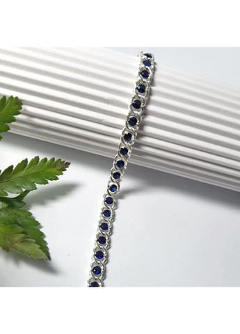 Серебряный браслет Арабский Бисмарк с Синими камнями 17 - 21 см серебро 925 пробы 7003 син 8.22г Nobrand (369612478)