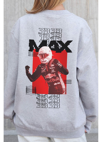 Сірий жіночий утеплений оверсайз світшот на флісі з принтом max Without однотонний без декору (366740691)