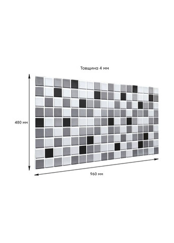 Декоративна ПВХ панель чорно-біла мозаїка 960х480х4мм SW-00001432 No Brand (328579158)