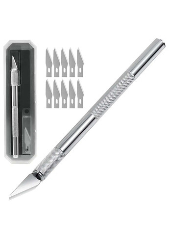 Пекарскрий нож для художественного надрезания теста для хлеба, багета и сдобы хлеборез с 10 сменными лезвиями в футляре Kitchen Master (365549392)