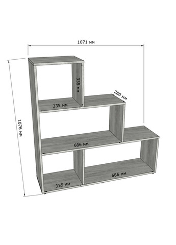 Стелаж сходинкою полиця для книг та декору на 6 комірок GT-57 від Венге темний MORELI (335424376)