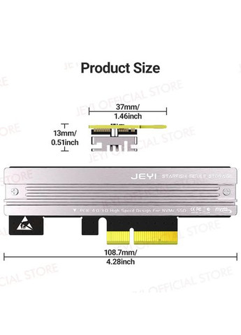 Переходник Адаптер PCI-E на SSD M.2 NVMe Starfish PCIе 4.0/3.0 X4 X8 X16 с алюминиевым радиатором JEYI (305066351)