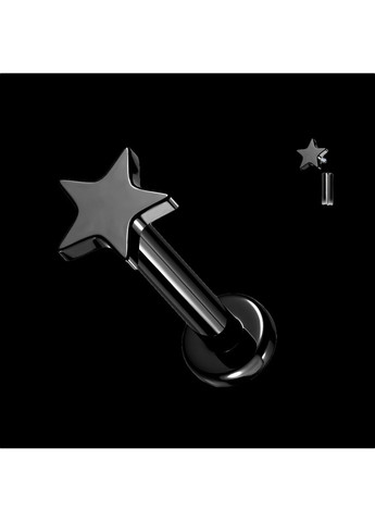 Серьга лабрет из титана в форме звезды для пирсинга хеликс, трагус, губы цвет Металл Spikes (287337847)