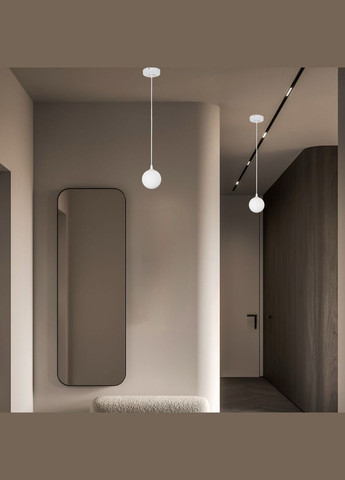 Підвіс зі скляною 10см кулею (61-P100F-1 WH+WH) No Brand (370069920)