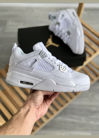 Белые всесезонные кроссовки мужские и женские nike air jordan 4 retro pure money white | найк аир джордан 4 ретро пур мани белые No Brand