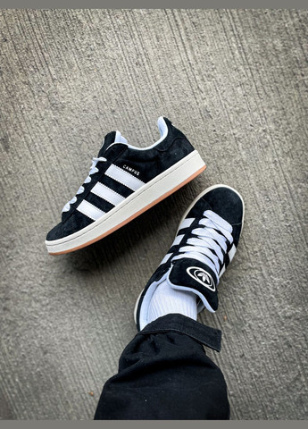 Кроссовки женские и мужские Adidas Campus 00s black white | Адидас Кампус черные белые No Brand чёрные всесезоны (313102765)