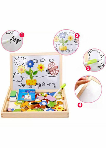 Дитяча двостороння дошка з набором магнітів LimoToy MD 0815 магніти, крейду, фломастер, губка Limo Toy (327216909)