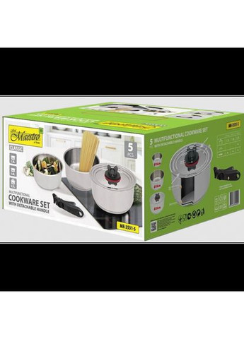 Набор посуды нержавеющий 1.3 x 1.9 x 2.7л с ручкой (3шт) (MR-3531-5) серебряные Maestro (316632060)