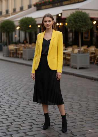 Желтый женский жакет блейзер женский текстурированный Promod - демисезонный