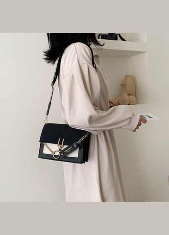 Женская сумка 5305 кросс-боди на три отдела черно белая No Brand (314893461)