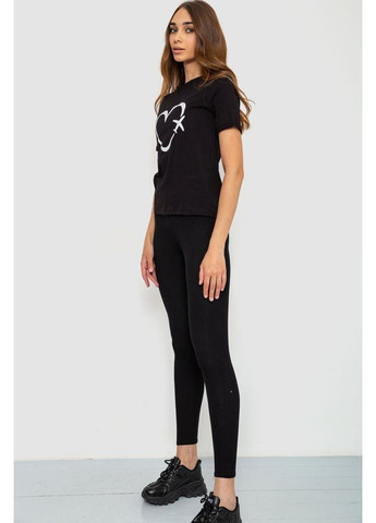 Жіноча футболка з принтом, колір чорний, 241R121 Ager - (346593347)