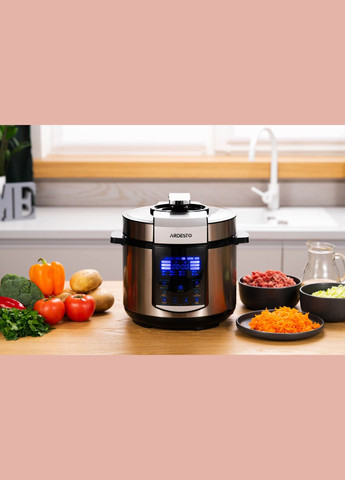 Мультиварка скороварка MPC-P225, 900Вт, чаша-5л, электр. управление, книга рецептов, нерж. сталь+пластик, серебристая Ardesto (314929540)