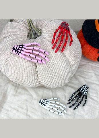 Шпильки для волосся Заколка затискач для волосся кістлява рука скелета Хеллоуїн Рожевий чорний 73 мм х 41 мм х 13 мм Finding (365875817)