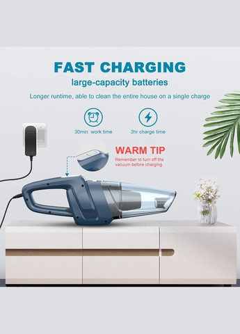 Аккумуляторный 8 кПа с сильным всасыванием, Автомобильный пылесос Аккумуляторный, Мини-портативный аккумуляторный пылесос, 30 мин Unbranded (317195330)