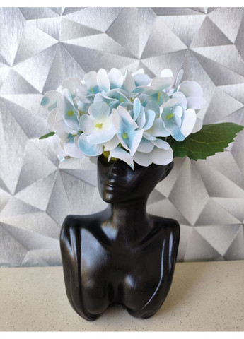 Чорна ваза жіночий бюст зі штучною гортензією Handmade (361895932)