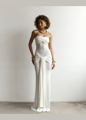 Білий повсякденний, святковий, коктейльна жіноча сукня - бандо бандо Avanti однотонна