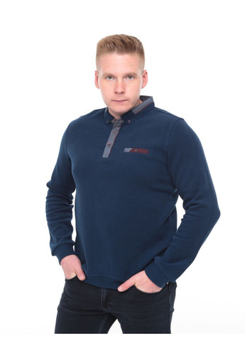 Поло чоловіче синє довгий рукав однотонне MarcoStar Пряма (302491008)