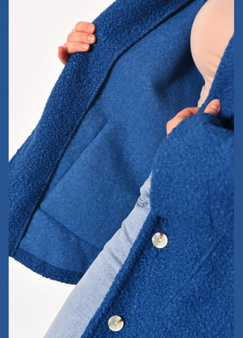Синє демісезонне Пальто жіноче напівбатальне вкорочене синьго кольору Let's Shop