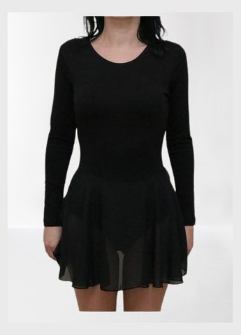 Купальник для танців, гімнастики чорний із спідничкою No Brand тріко (297574922)