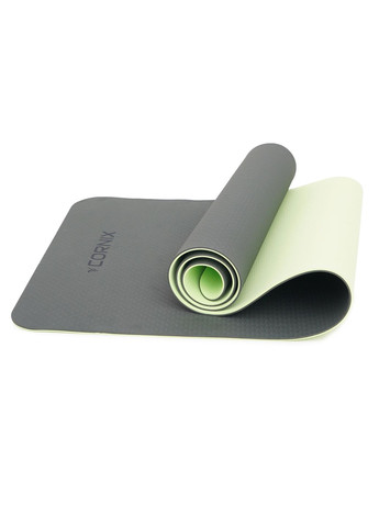 Килимок спортивний TPE 183 x 61 x 0.6 см для йоги та фітнесу XR0002 Black/Green Cornix xr-0002 (275654187)