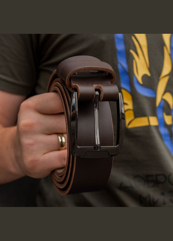 Ремінь шкіряний коричневий з чорною пряжкою SD Leather (357489777)