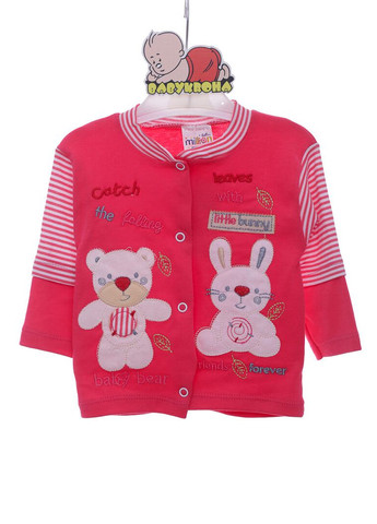 Рожевий демісезонний комплект повзунки, боді та кофта для дівчинки трикотажний baby bear рожевий 62 см (42602) BABYKROHA