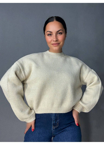 Бежевий демісезонний светр жіночий fancy matinee 539 оверсайз однотонний No Brand