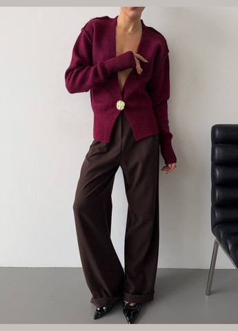 Жіночий кардиган кольору бургунді No Brand (333830368)