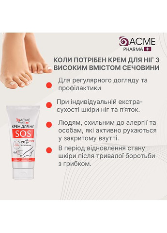 Крем для ніг із вмістом сечовини 20 % Foot Cream 90ml (1093632-93561) Acme Pharma (368650698)