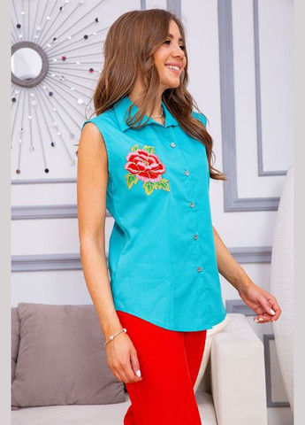 Жіноча сорочка без рукавів, блакитного кольору с вишивкою, Ager (288750831)