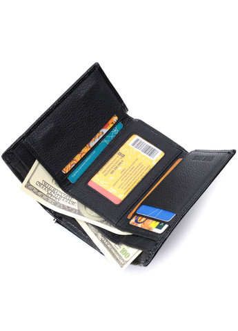 Жіночий гаманець у три складання з лакованої фактурної натуральної шкіри 22707 Чорний st leather (298567675)