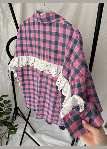 Класична сорочка у клітинку з мереживом Adelante (322114099)