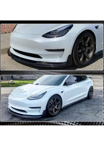 Накладка на передній бампер Lip Карбон V1 (2016-2022) для Model 3 2017- рр Tesla (389782701)