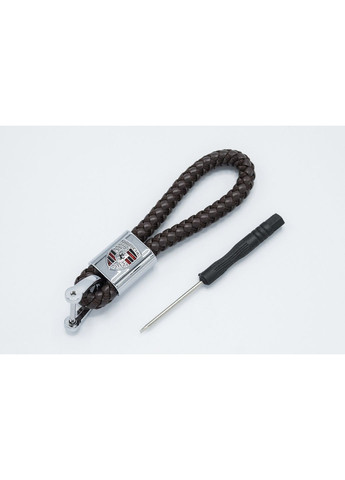 Брелок для авто ключей (Порше) кожаный плетеный (коричневый) Porsche (360949428)