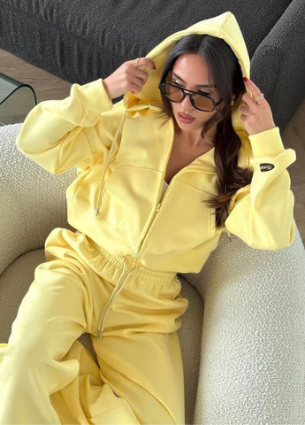 Базовий повсякденний демісезонний костюм двійка: Вкорочений худі на блискавці + штани Tik-Tak (362539714)