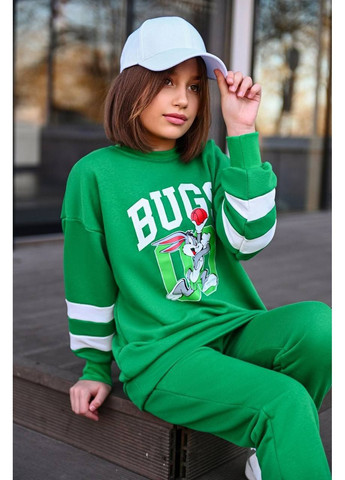 Подростковый зеленый костюм из люксового пенье (ЗАМЕРЫ В ОПИСАНИИ) Vione (369667051)