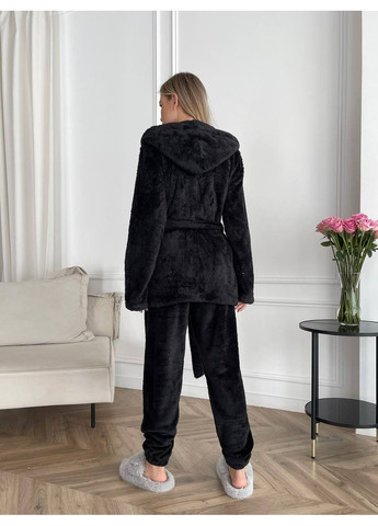Чорна зимня махрова піжама No Brand