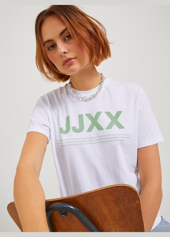 Белая футболка basic,белый с принтом зеленый,jjxx Jack & Jones