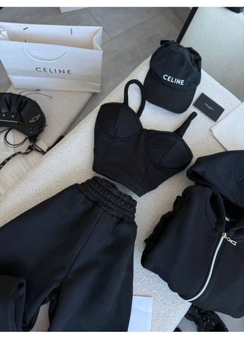 🖤 Женский костюм-тройка: тощие, брюки, топ с чашками (замеры в описании) DK/DL Мода без кордонів (364813317)