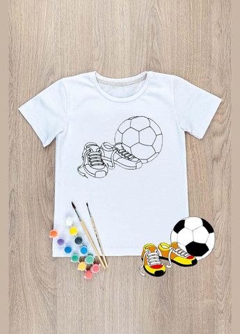 Біла демісезонна футболка-розмальовка дитяча для хлопчика футбол No Brand
