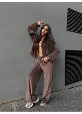 Велюровый женский костюм на молнии Fashion (364486049)