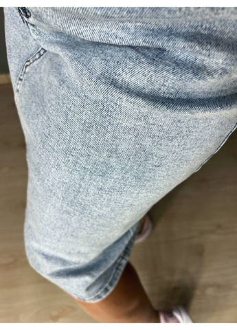 Голубая юбка женская джинсовая dnl 208 средней длины с разрезом голубая No Brand