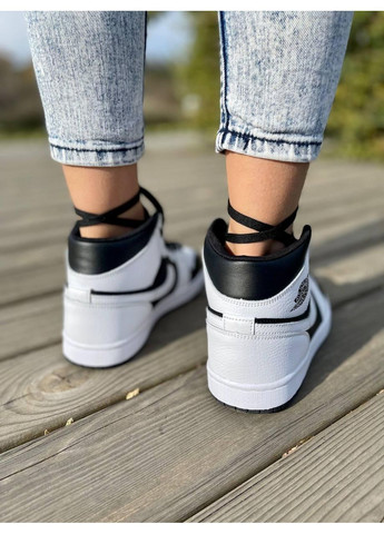 КРОССОВКИ ЖЕНСКИЕ NIKE AIR JORDAN 1 RETRO MID TUXEDO НАЙК АИР ДЖОРДАН No Brand белые демисезоны (367168061)