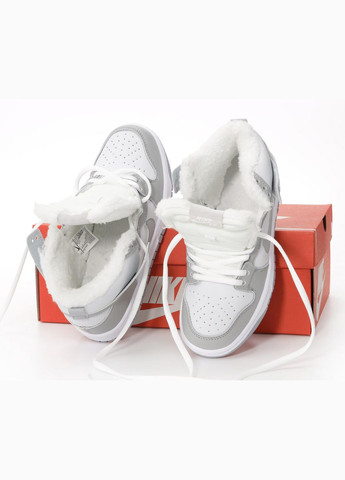 Кросівки зимові жіночі і чоловічі Nike SB Dunk winter high gray white fur | Найк СБ Данк високі сірі білі з хутром No Brand сірі зими (311225910)