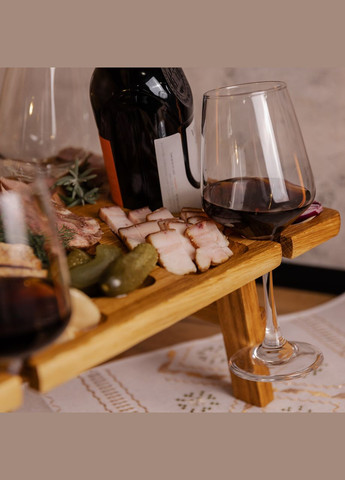 Винний столик-менажниця з дерева 50×30 см прямокутний на ніжках дуб 0281_Lu LUGI (322340345)